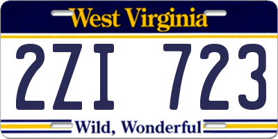 WV license plate 2ZI723