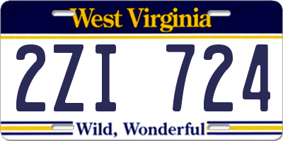 WV license plate 2ZI724