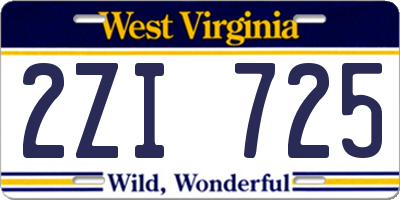 WV license plate 2ZI725