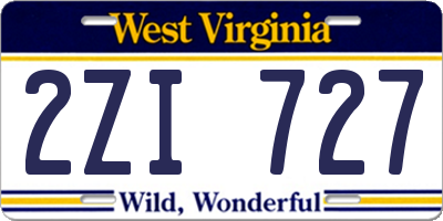 WV license plate 2ZI727