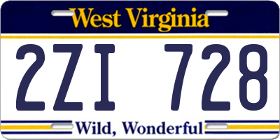 WV license plate 2ZI728