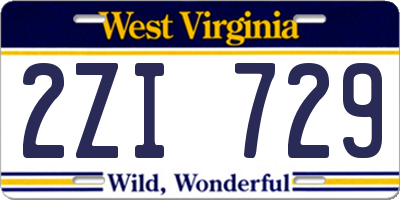 WV license plate 2ZI729