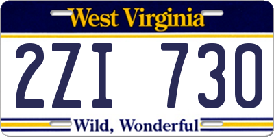 WV license plate 2ZI730