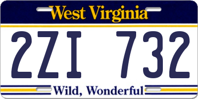 WV license plate 2ZI732