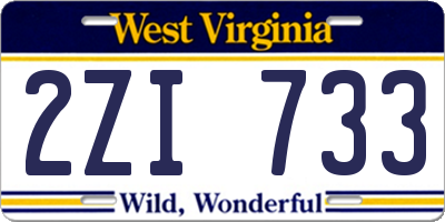 WV license plate 2ZI733
