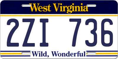WV license plate 2ZI736