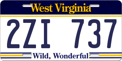 WV license plate 2ZI737