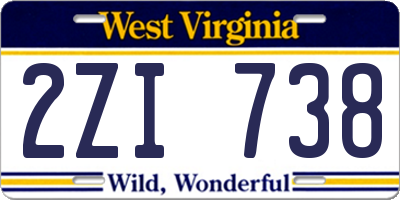 WV license plate 2ZI738