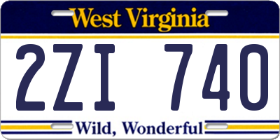 WV license plate 2ZI740