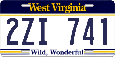 WV license plate 2ZI741