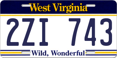 WV license plate 2ZI743