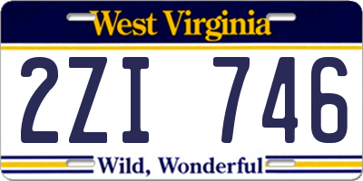 WV license plate 2ZI746