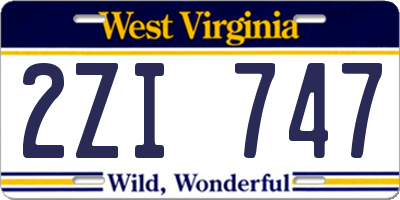 WV license plate 2ZI747