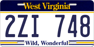 WV license plate 2ZI748
