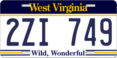 WV license plate 2ZI749