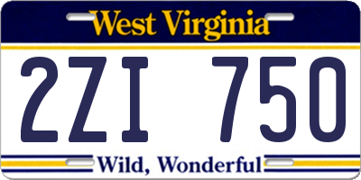 WV license plate 2ZI750