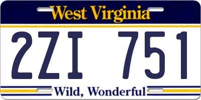 WV license plate 2ZI751