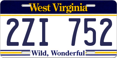 WV license plate 2ZI752