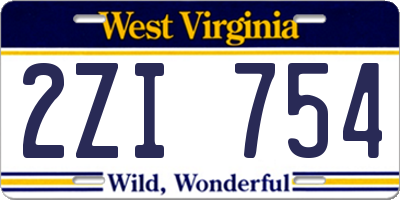 WV license plate 2ZI754