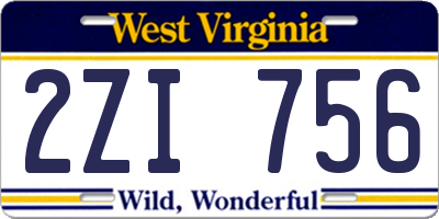 WV license plate 2ZI756