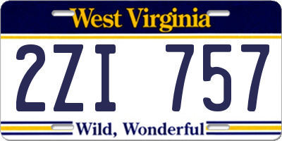 WV license plate 2ZI757