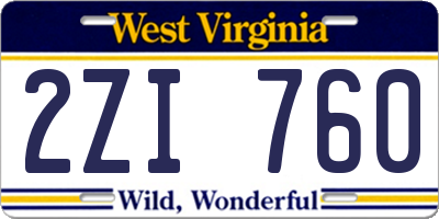 WV license plate 2ZI760