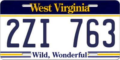 WV license plate 2ZI763