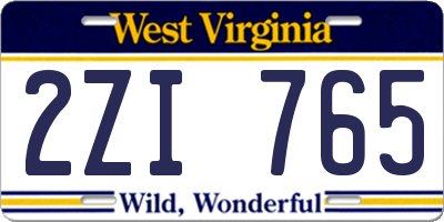 WV license plate 2ZI765