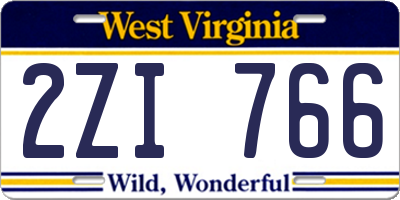 WV license plate 2ZI766