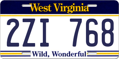 WV license plate 2ZI768