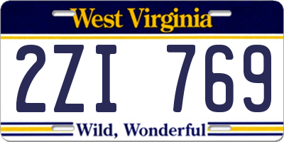 WV license plate 2ZI769