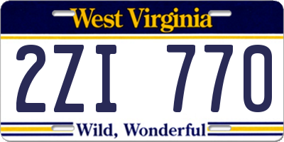 WV license plate 2ZI770