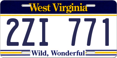 WV license plate 2ZI771