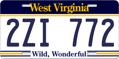 WV license plate 2ZI772