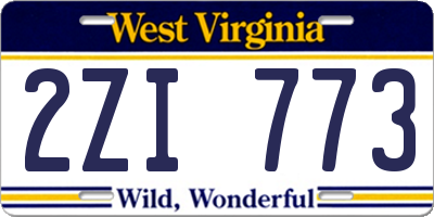WV license plate 2ZI773