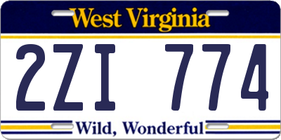 WV license plate 2ZI774