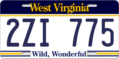 WV license plate 2ZI775
