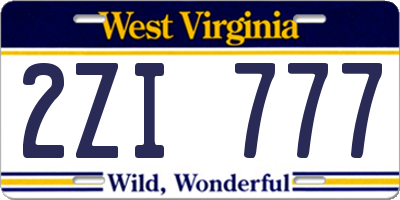 WV license plate 2ZI777