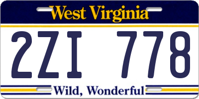 WV license plate 2ZI778