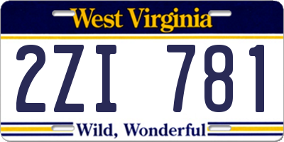 WV license plate 2ZI781