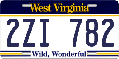 WV license plate 2ZI782