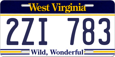 WV license plate 2ZI783