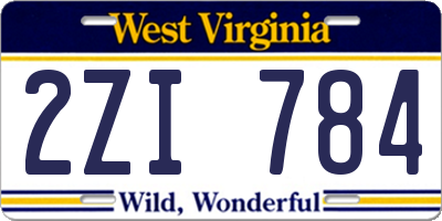 WV license plate 2ZI784