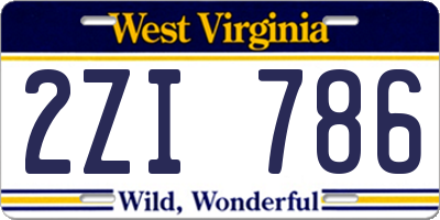 WV license plate 2ZI786