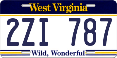 WV license plate 2ZI787