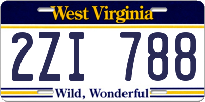 WV license plate 2ZI788