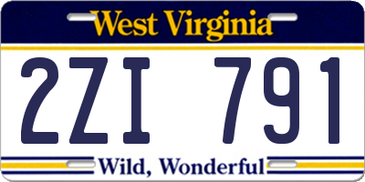 WV license plate 2ZI791
