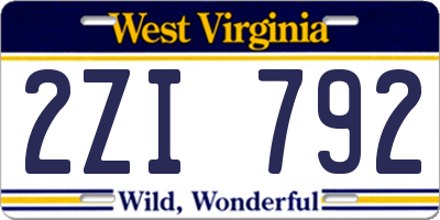 WV license plate 2ZI792