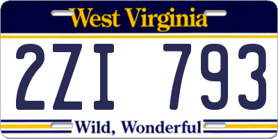 WV license plate 2ZI793