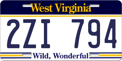 WV license plate 2ZI794